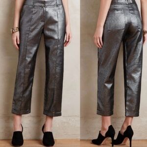 Harlyn Silver And Black Metallic Cropped Pants - Size S